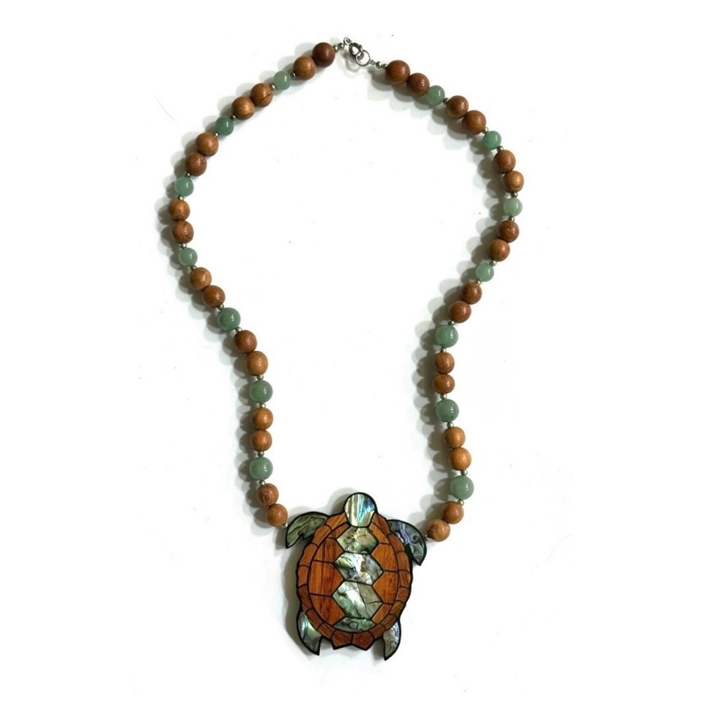 Vintage Lee Sands Turtle / Tortoise Inlay Necklace